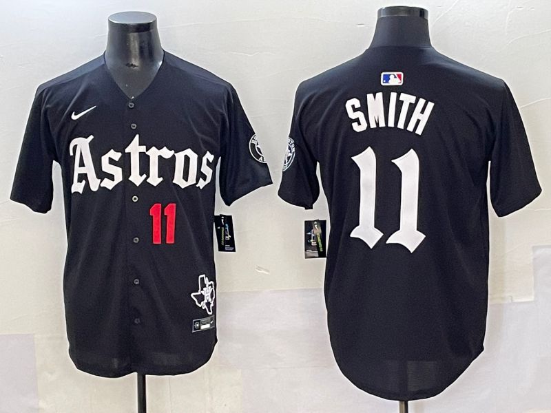 Men 2025 Houston Astros 11 Smith Black Five generations Joint Name Nike MLB Jersey style 35